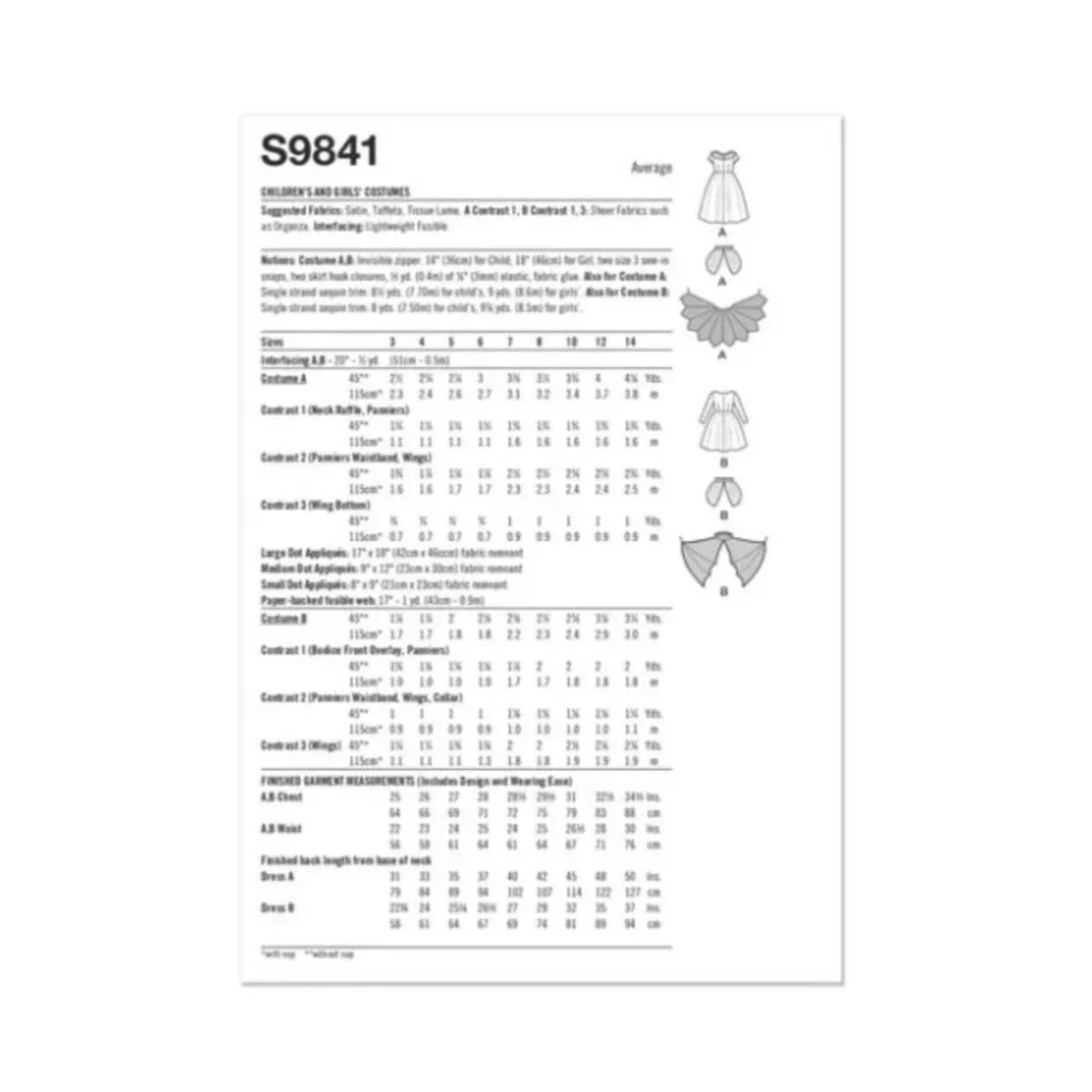 Simplicity Pattern 9841 Peacock Devil Dress Kids Costumes Andrea Schewe Sizes 7-